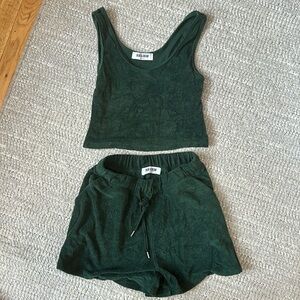 Blue & Cream terry set green size S like new